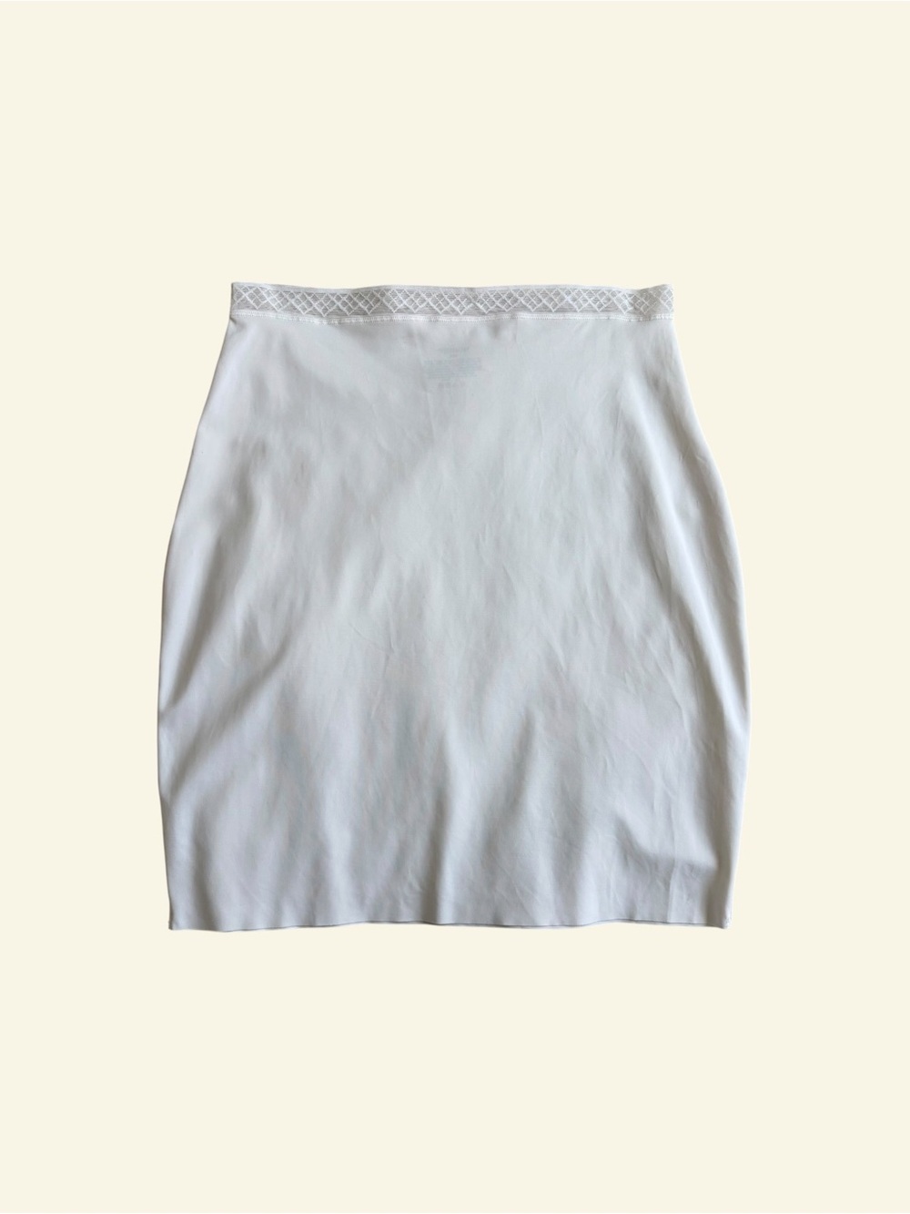 Vintage Vassarette White Slip Skirt 90s Y2K Lace Trim Stretch Bodycon Size 8